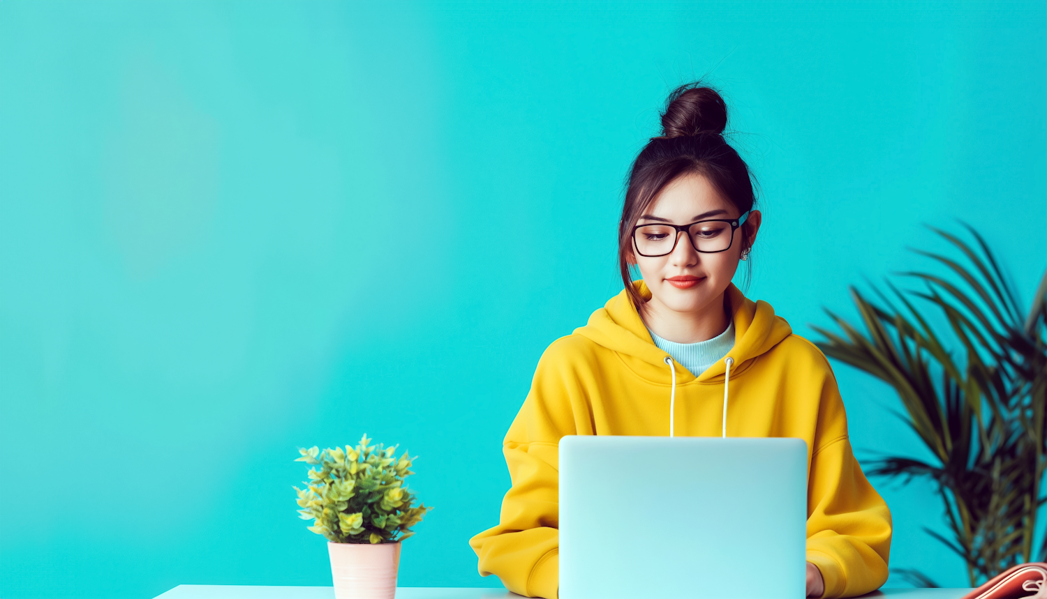 An individual happily working on a laptop, representing the potential for earning commissions through affiliate marketing in India.