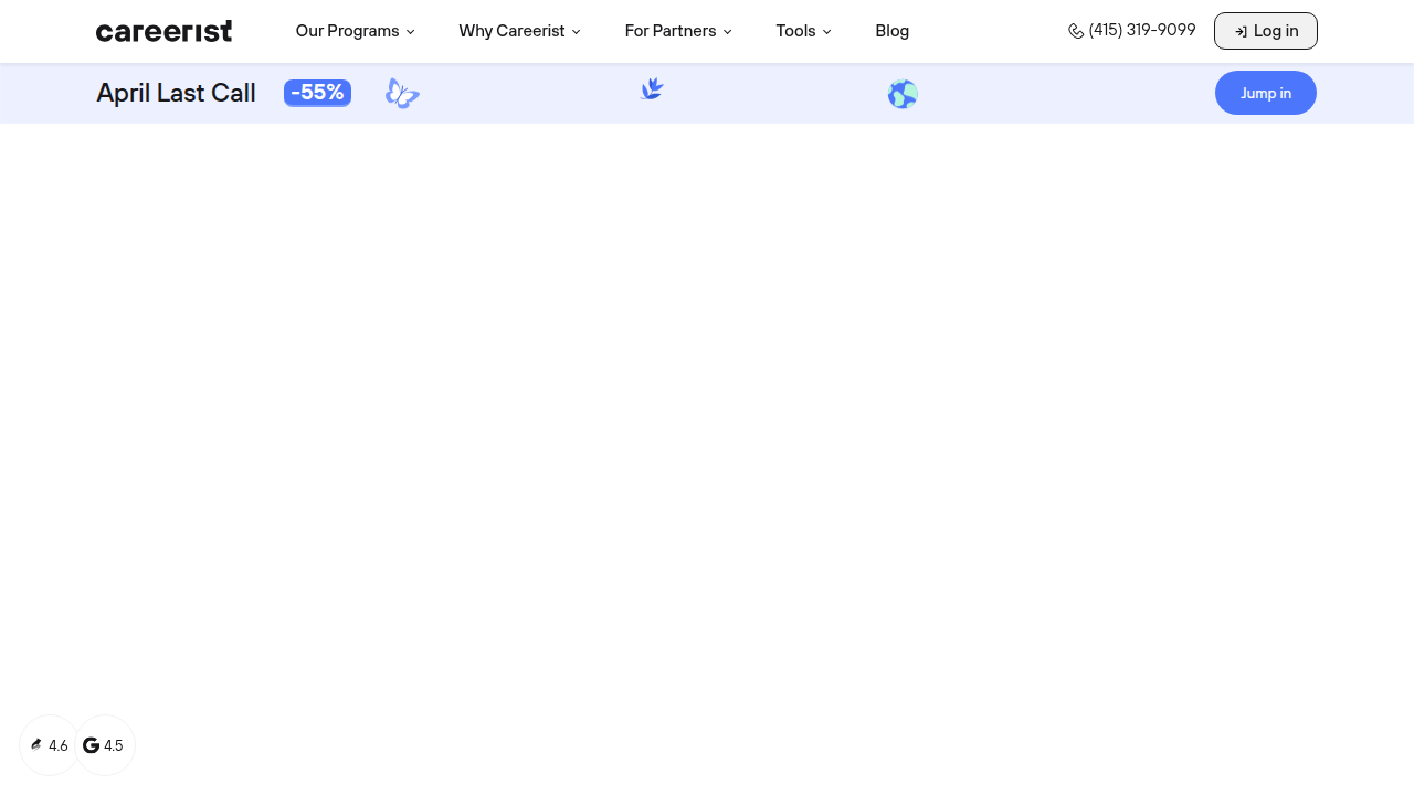 The homepage of Careerist, offering hands-on tech training relevant for enhancing digital and affiliate marketing skills.