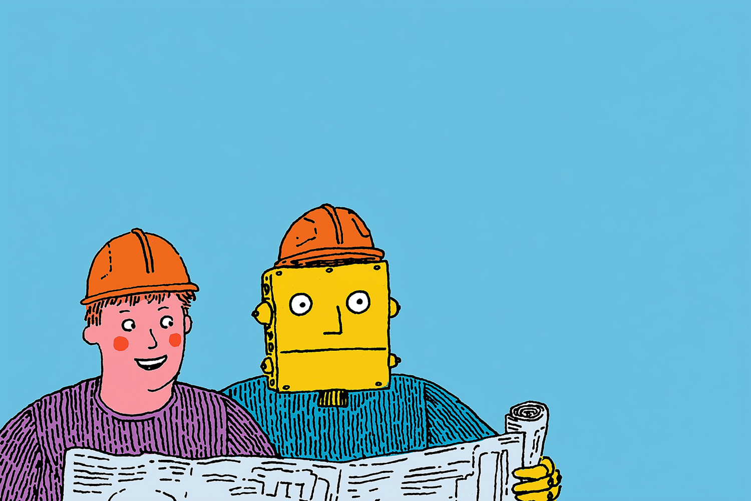 A human content creator working alongside an AI interface, symbolizing the optimal use of AI as an assistant rather than a replacement.