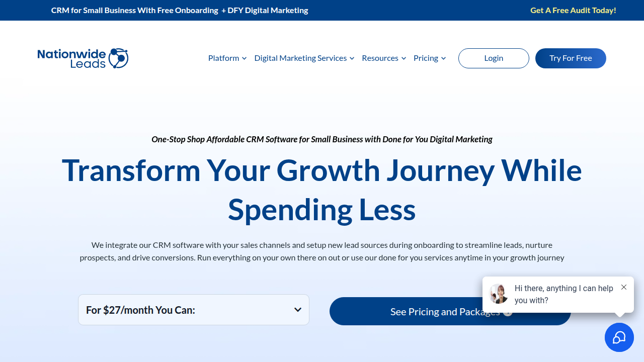 The homepage of NationwideLeads, showcasing resources and insights for selecting effective affiliate marketing platform software.