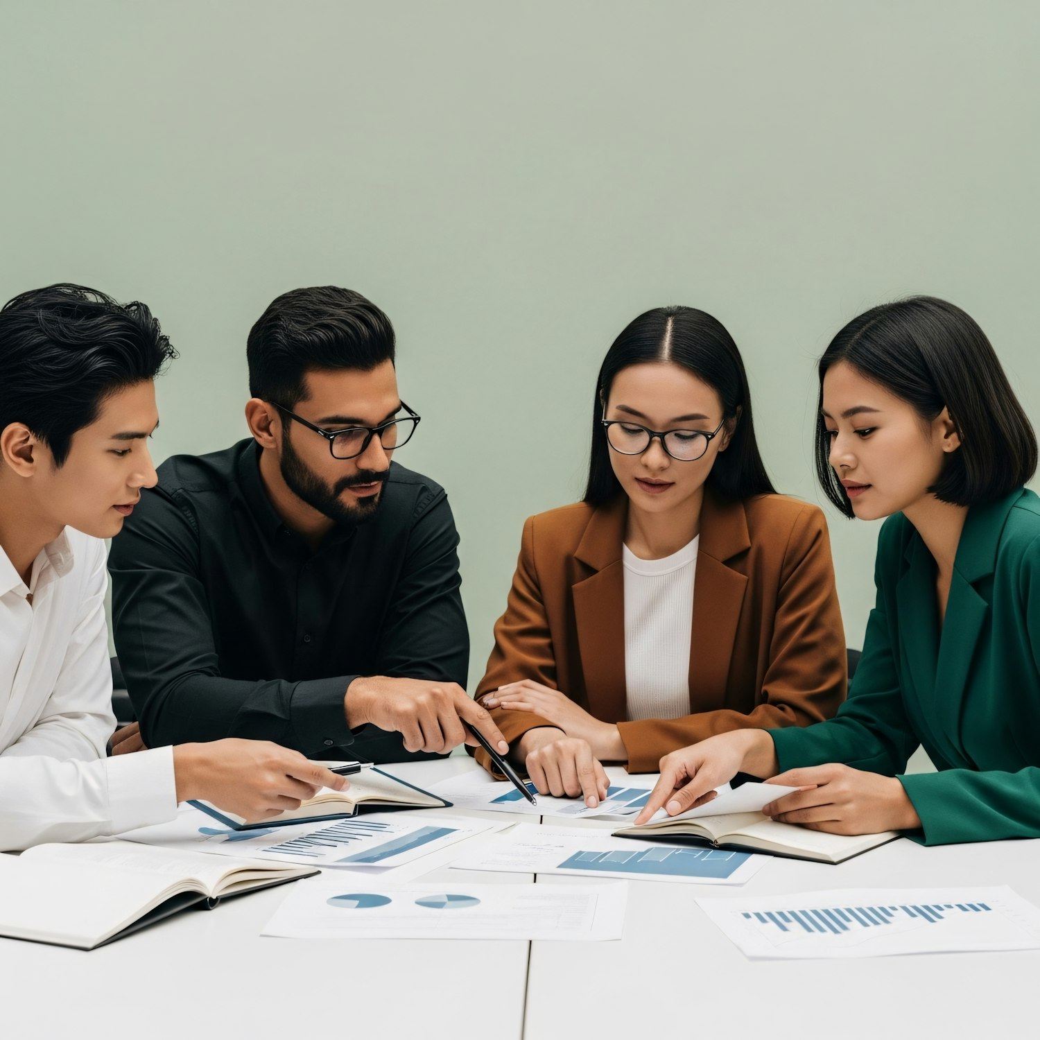 Two or more people collaborating in a professional setting, symbolizing the strong partnership between affiliates and merchants that drives mutual success.