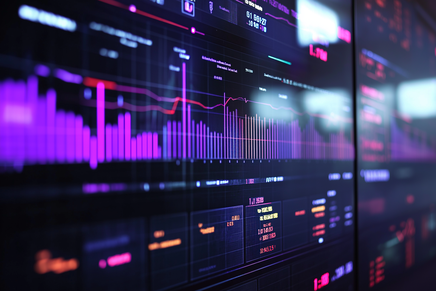 A performance marketing analyst studying a digital dashboard, focusing on key metrics to optimize campaign profitability.