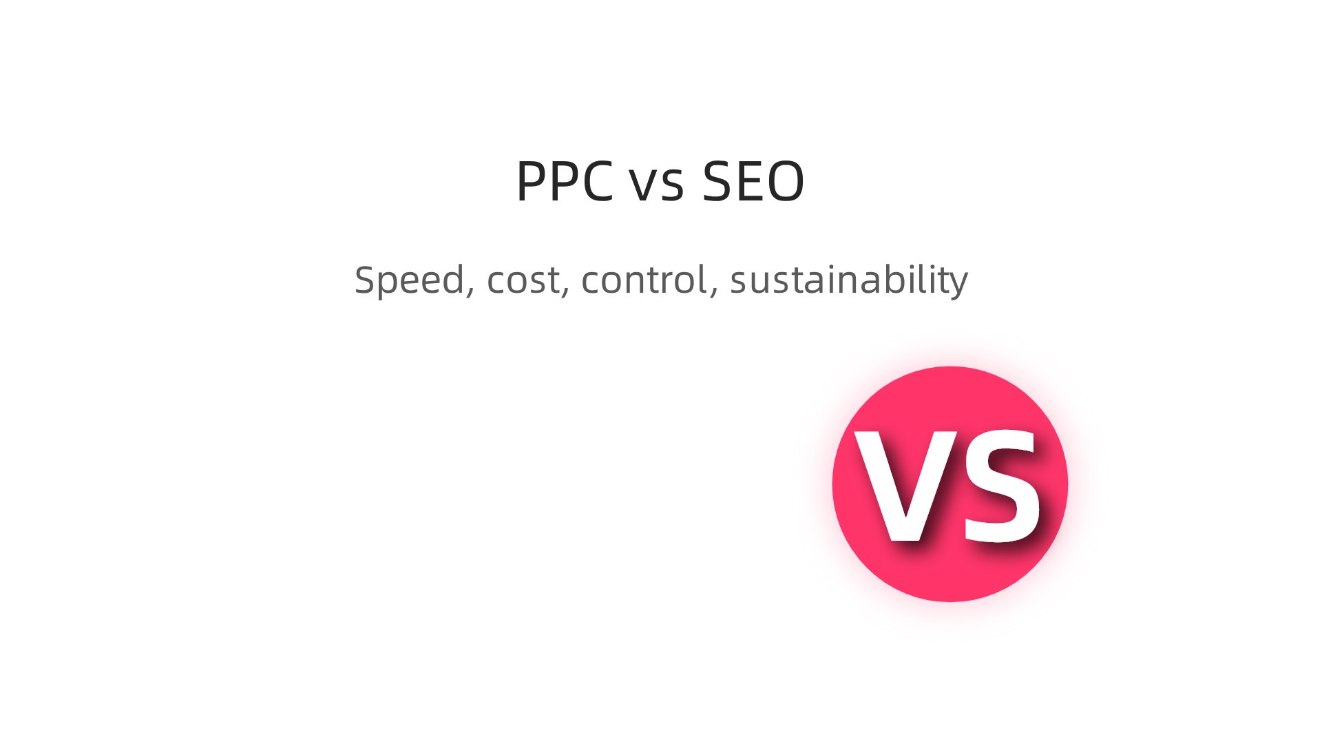 A comparative overview of PPC and SEO, detailing their speed of results, cost per visitor, control, and sustainability for affiliate monetization.
