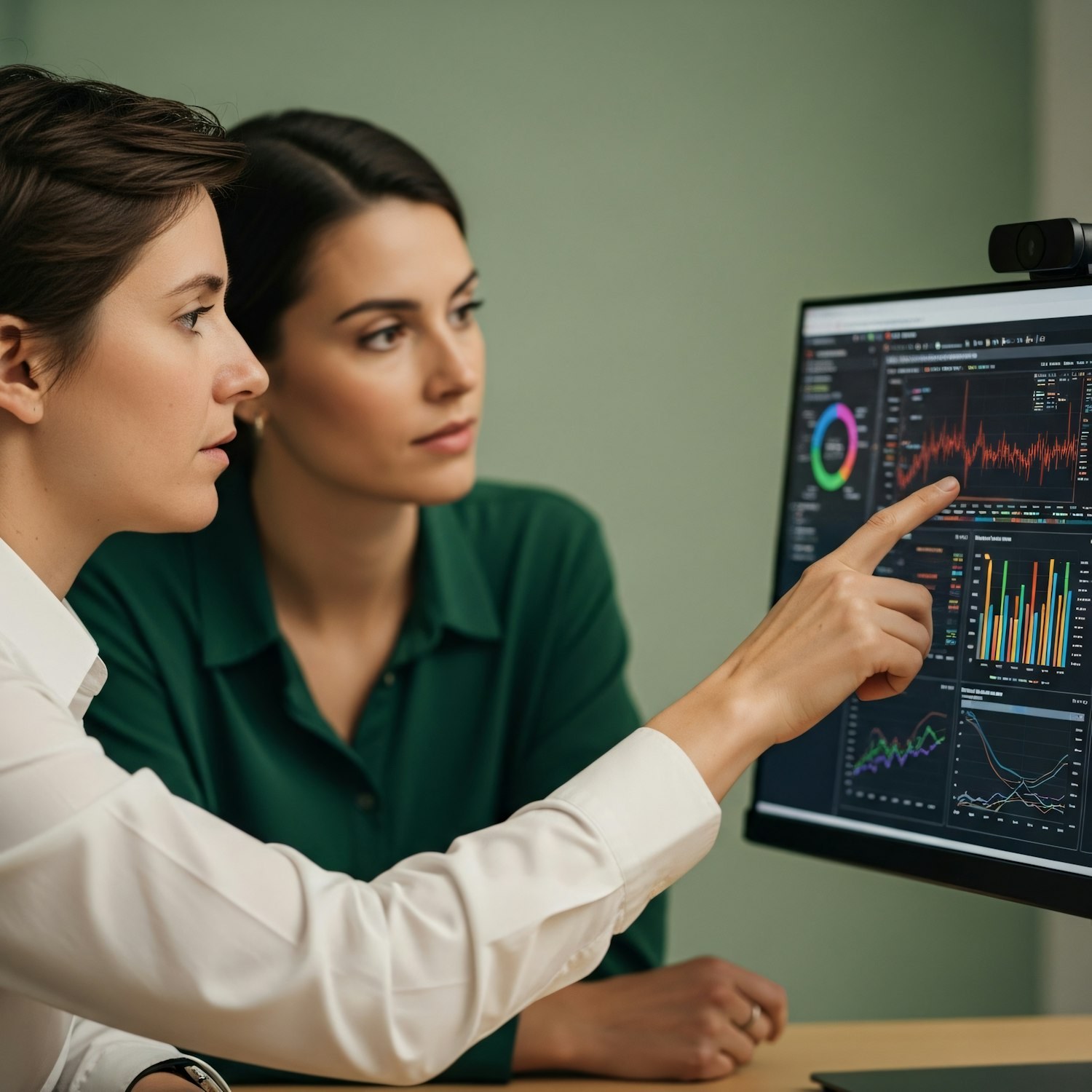 A person intently analyzing charts and data on a computer screen, representing the critical task of tracking affiliate performance.