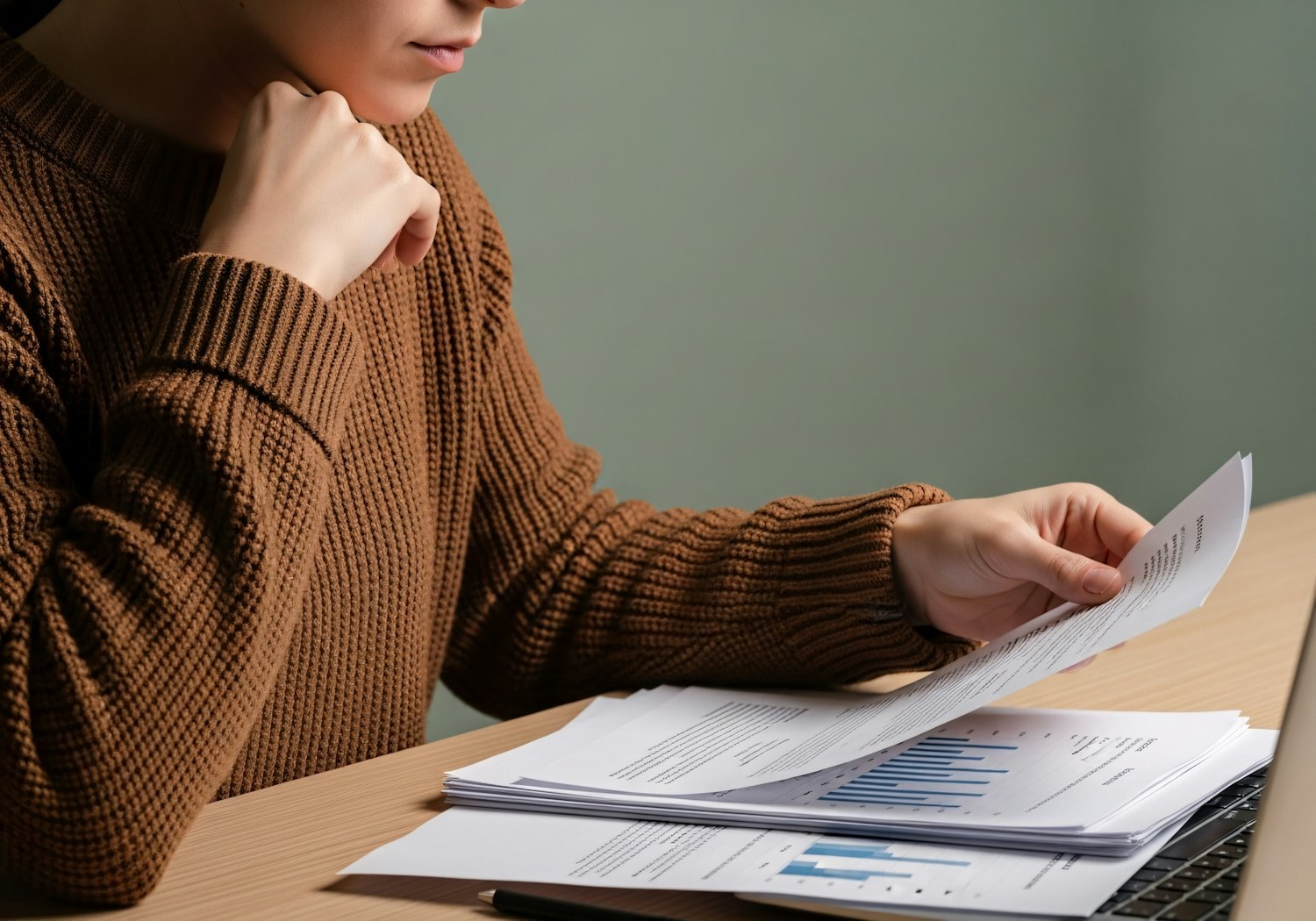 A person carefully reviewing documents or a screen, representing the importance of understanding and adhering to FTC disclosure guidelines for affiliate links.