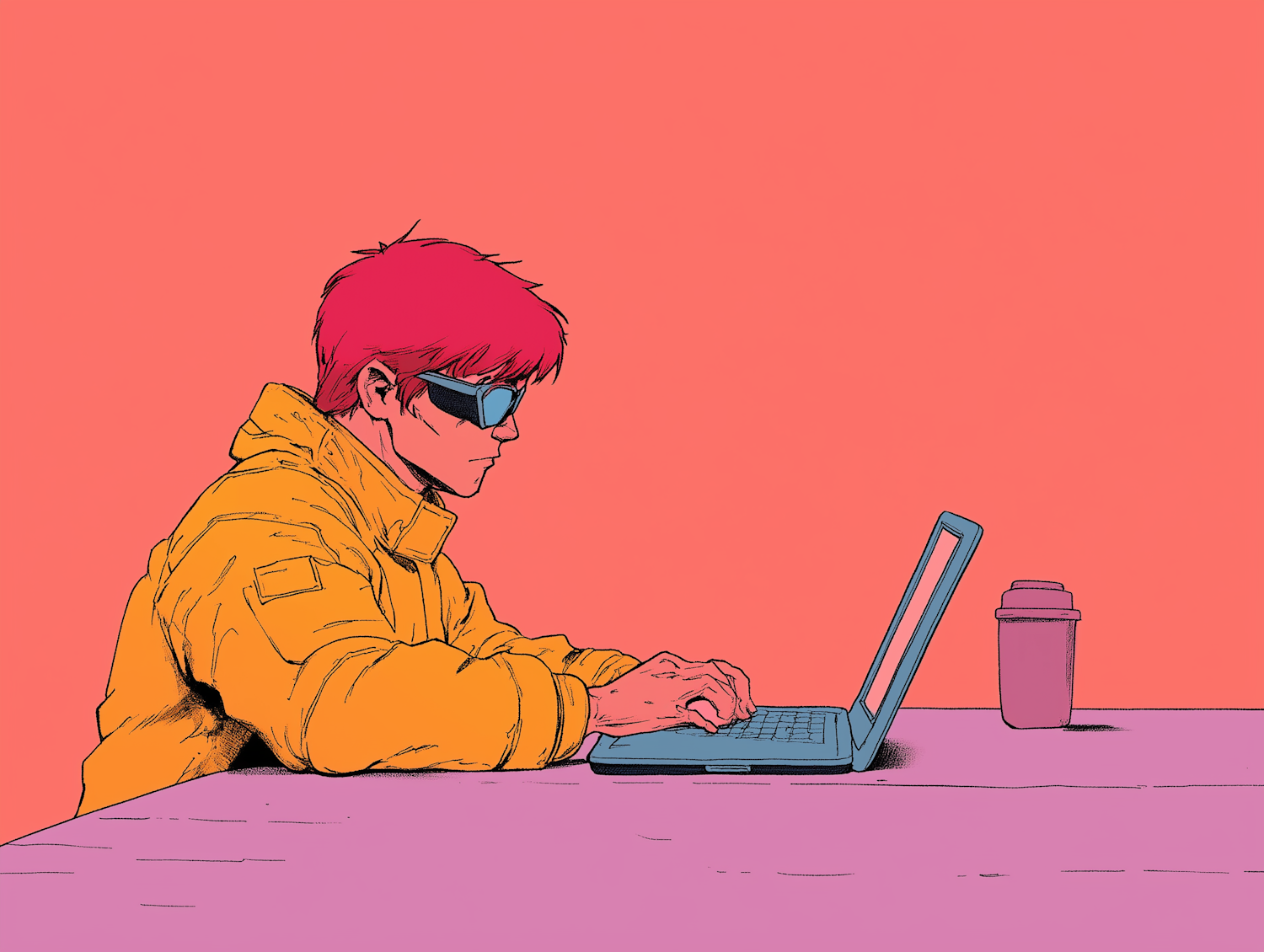 A person focused on their laptop, symbolizing online work and potential earnings from affiliate marketing programs like Semrush.