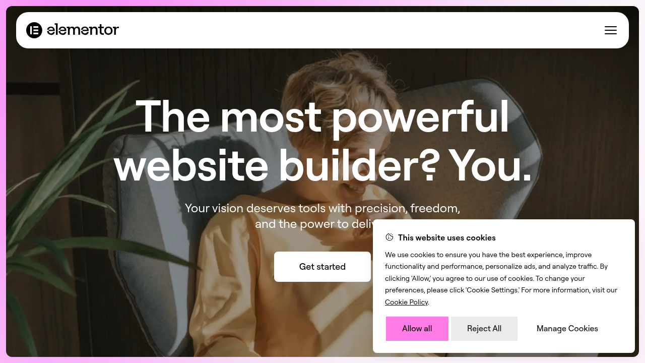 A look at Elementor's website, a resource for web design and marketing insights.
