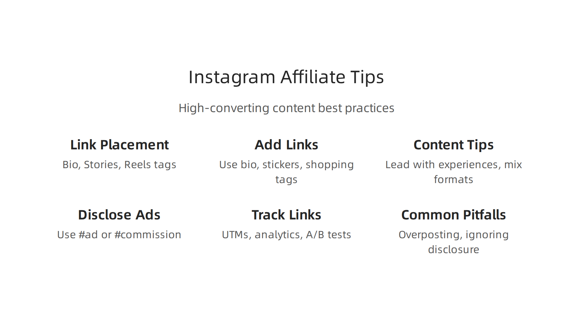 Key best practices for creating engaging and high-converting Instagram affiliate content.