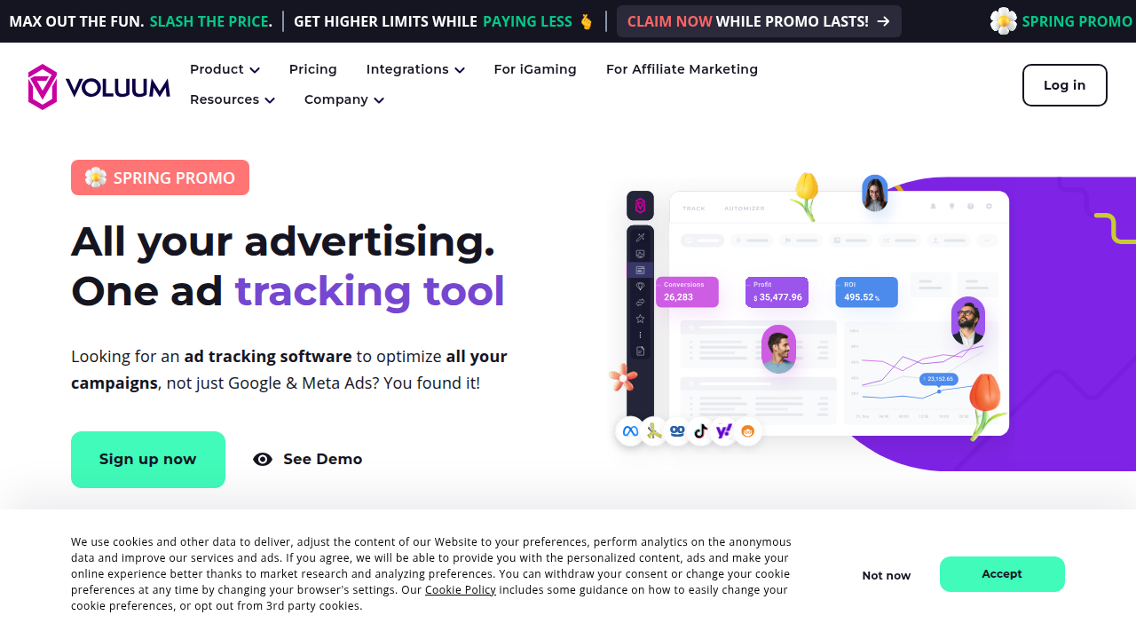 An example of Voluum's interface, a powerful tool for tracking affiliate marketing campaign performance.