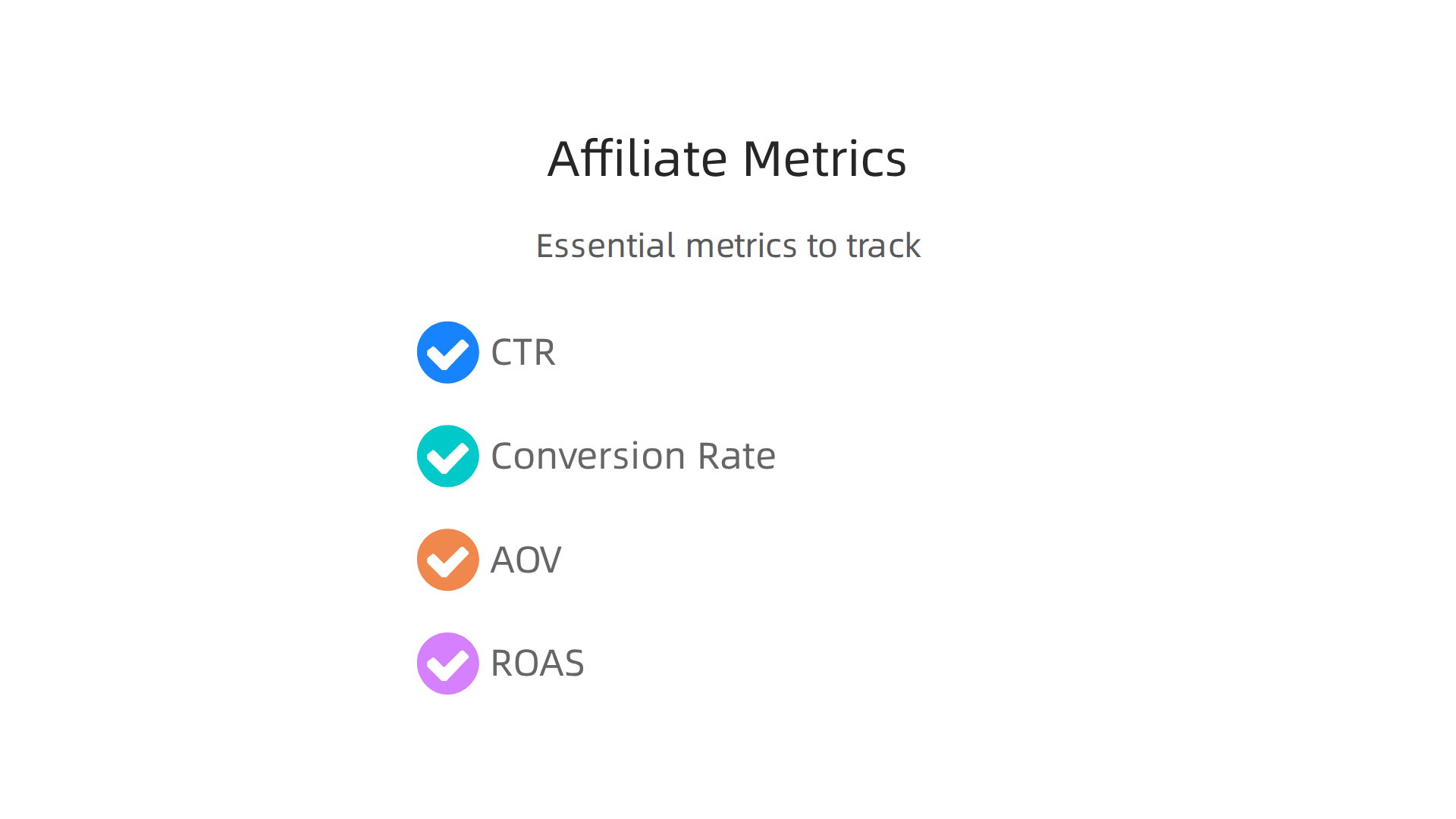 Essential metrics to track and optimize for successful Facebook affiliate marketing campaigns.