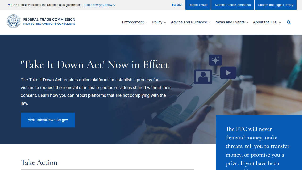 The official FTC website providing guidance on disclosure rules for social media influencers and affiliate marketers.