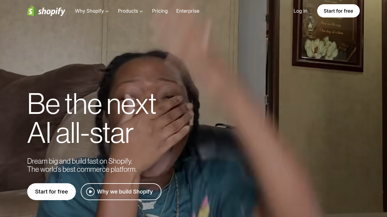 The official homepage of Shopify, a leading e-commerce platform that integrates deeply with Pinterest for social commerce.