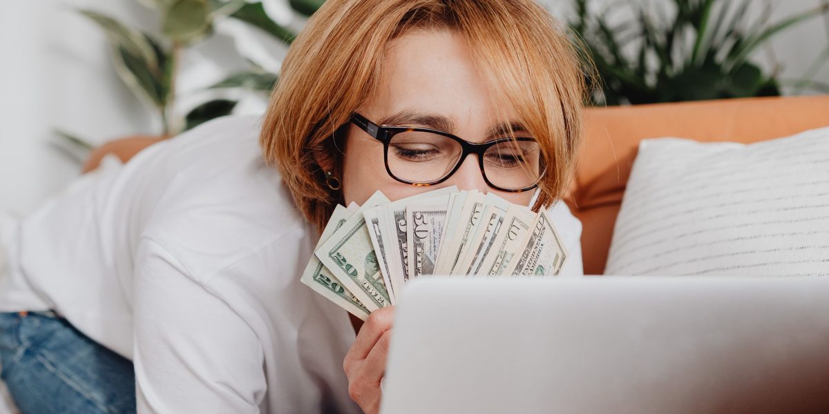 Depicting the satisfaction of receiving steady monthly affiliate commissions from SaaS products.