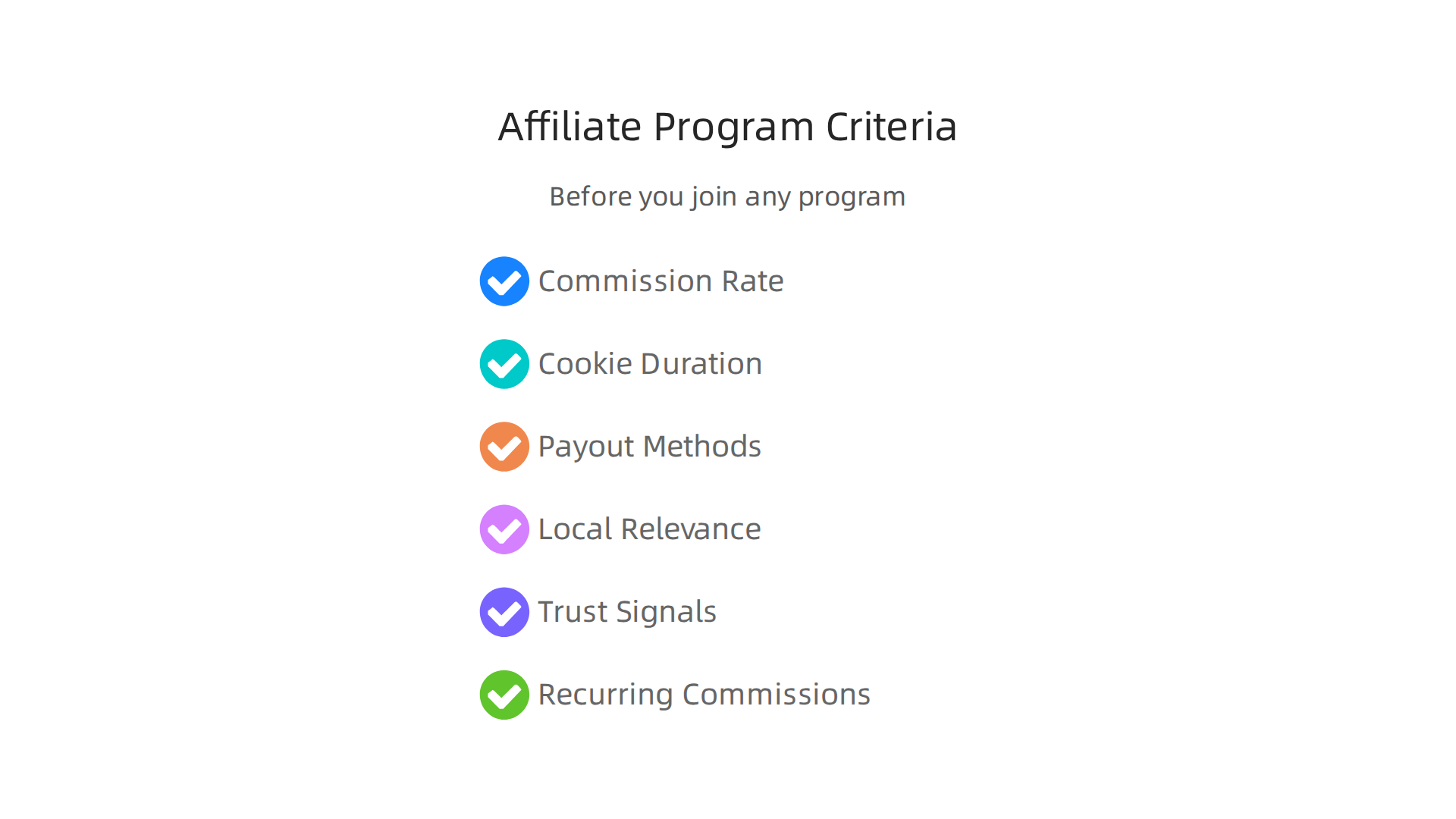Key criteria for evaluating affiliate programs tailored for the South African market.