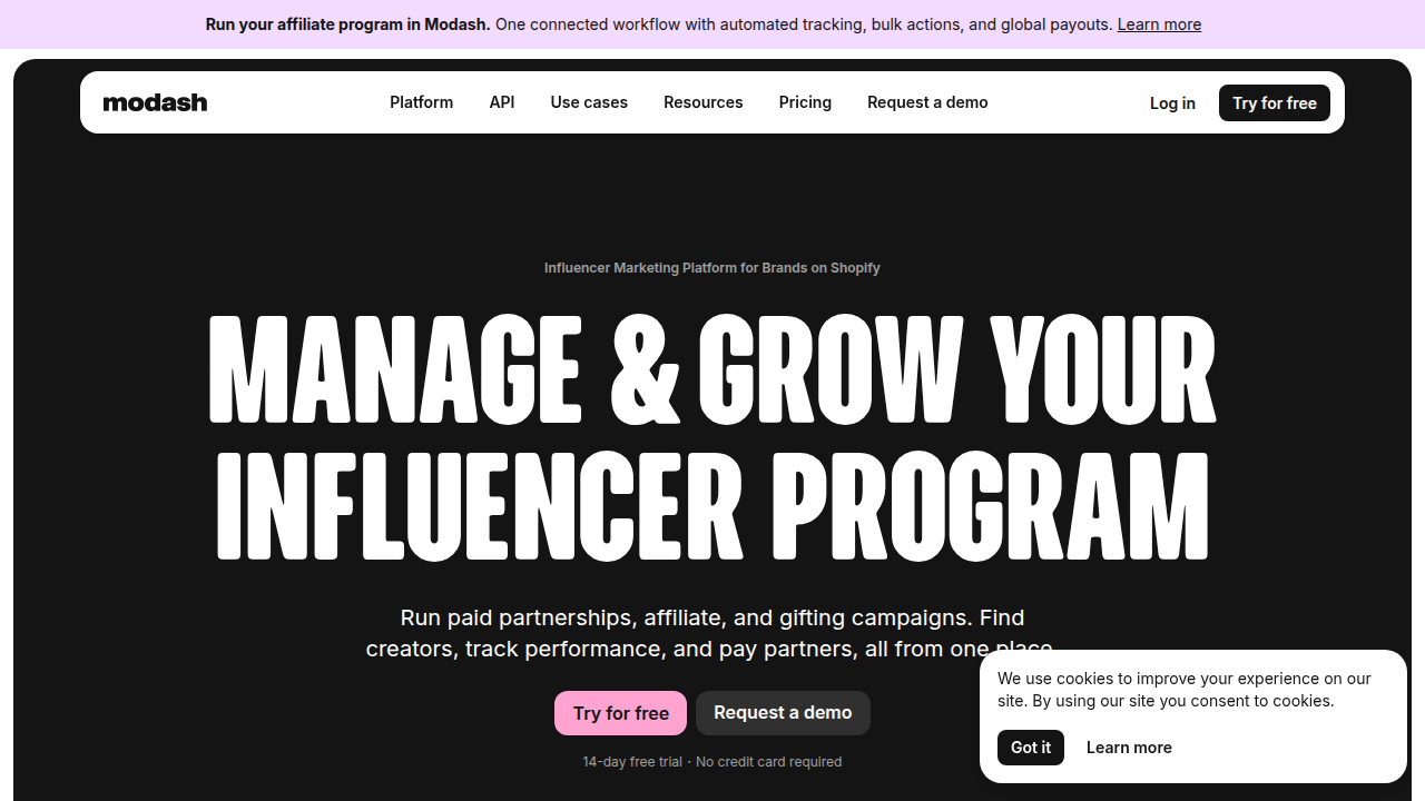 Modash offers influencer marketing tools, helping businesses find and manage creators.