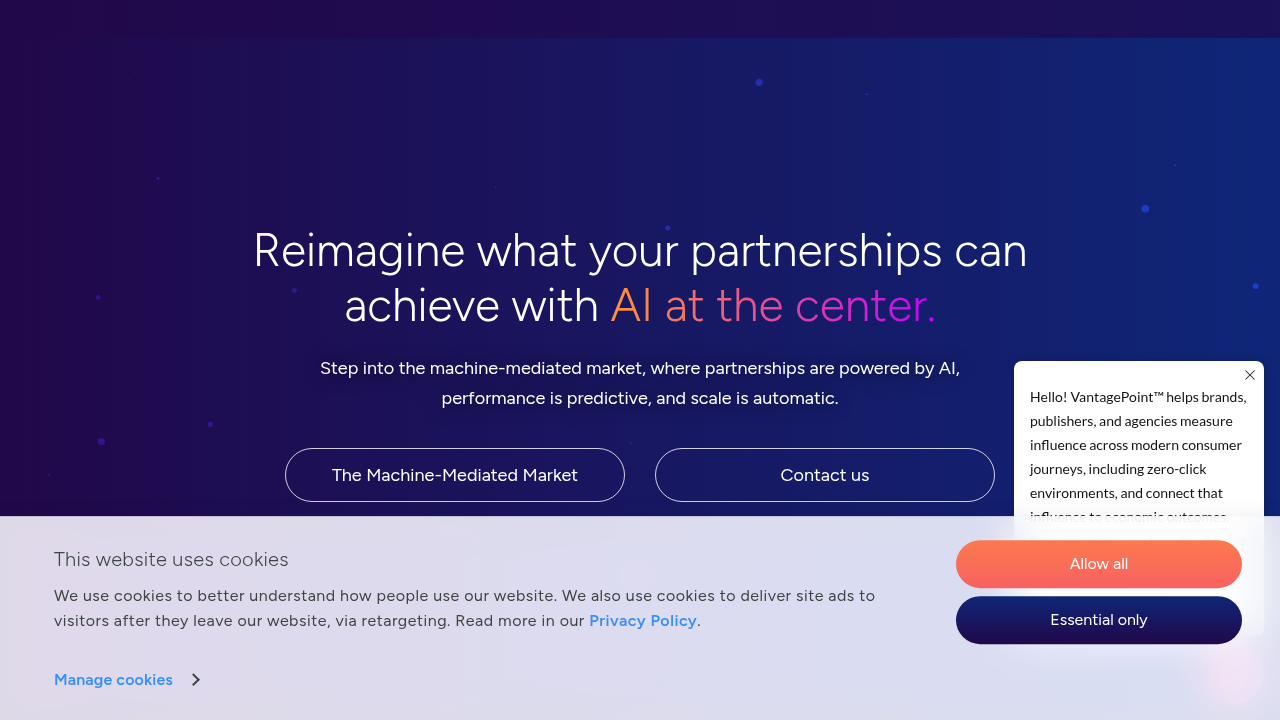 The Partnerize homepage, showcasing their partnership automation platform and enterprise solutions.