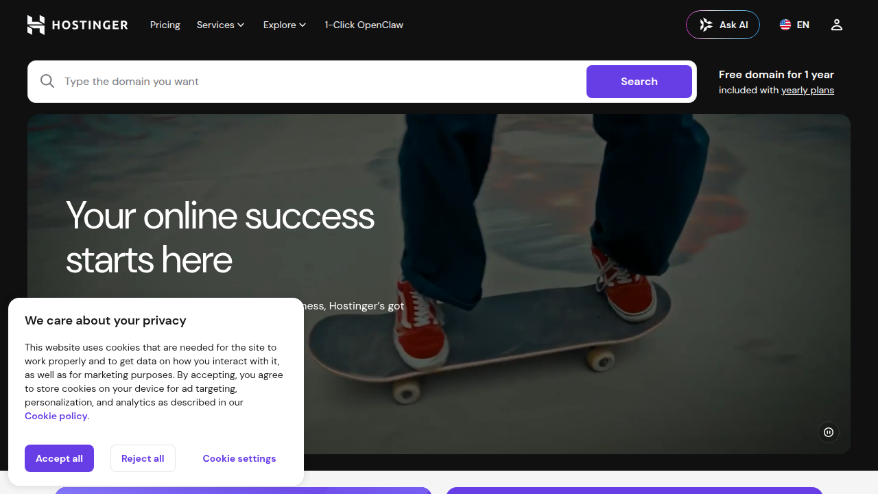 Hostinger's platform provides essential tools and hosting services, a vital part of building a successful affiliate marketing website.