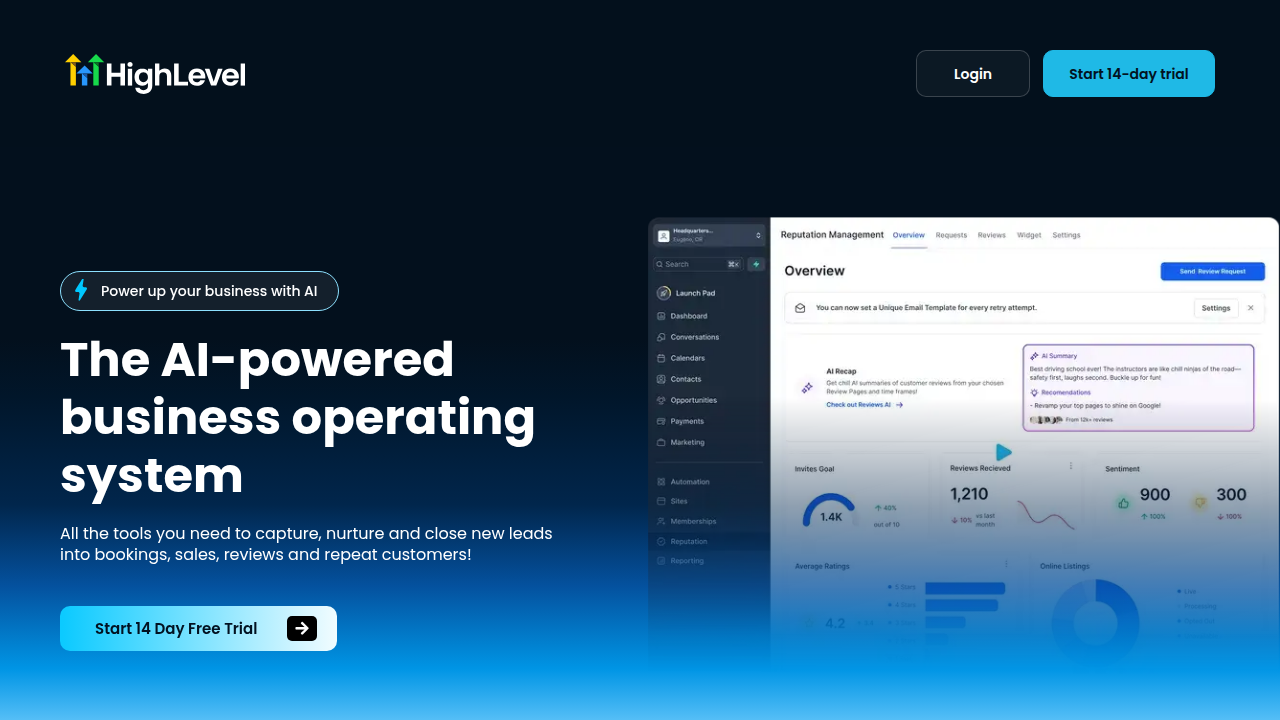 The official GoHighLevel website, where potential affiliates can begin the registration process.