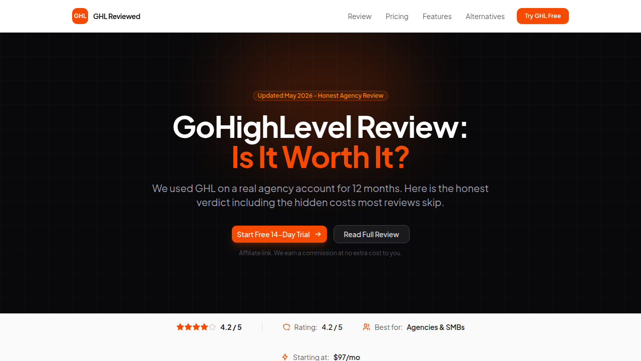 A dedicated website providing an honest review of the GoHighLevel platform.