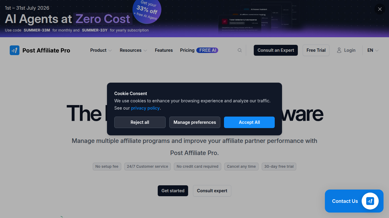 Overview of Post Affiliate Pro's dashboard, highlighting features crucial for affiliate management like fraud protection.