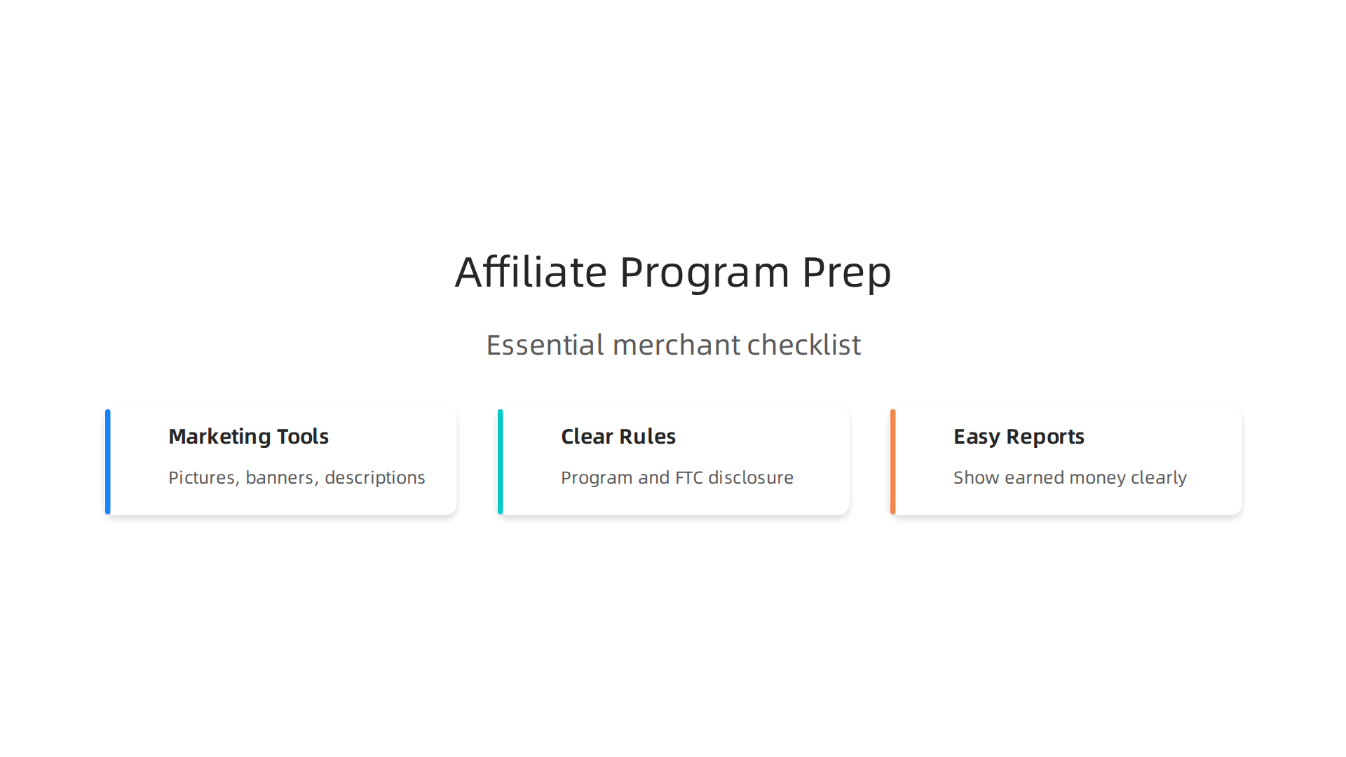 Essential tools and guidelines merchants should prepare to support their affiliate partners effectively.