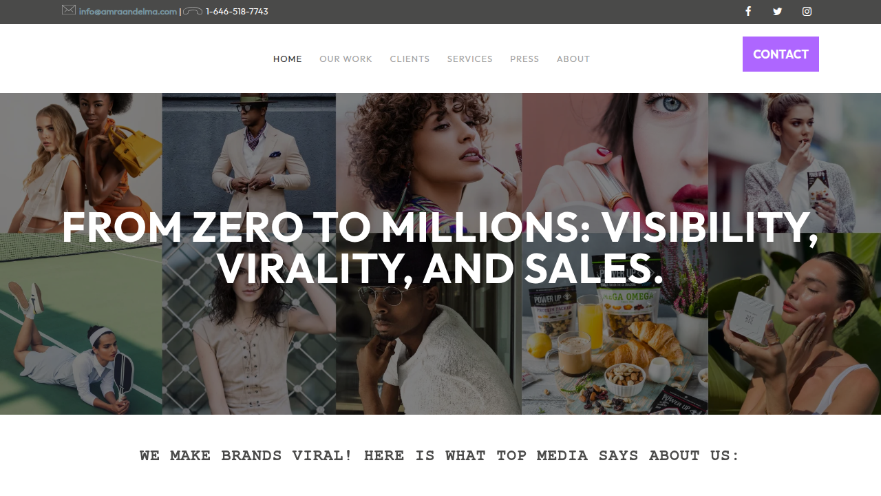 Screenshot of Amra & Elma, a marketing agency website discussing affiliate influencer marketing statistics.