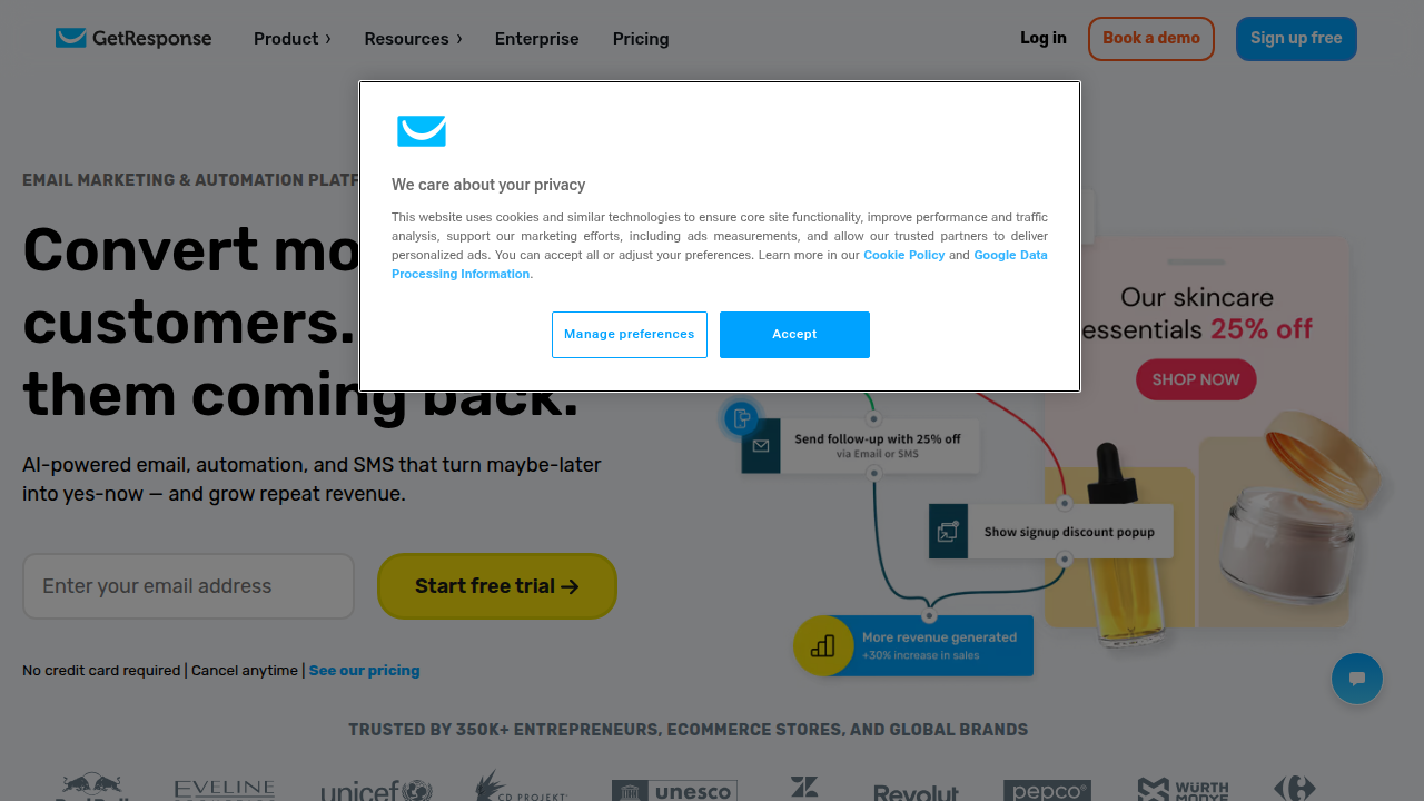GetResponse, a platform for email marketing and business tools, often featured in recurring affiliate discussions.