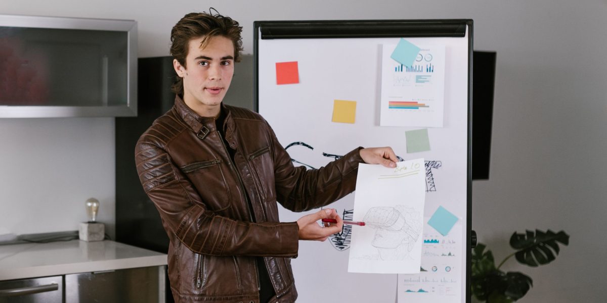 A professional presenting ideas to a group, emphasizing clear communication and transparency.