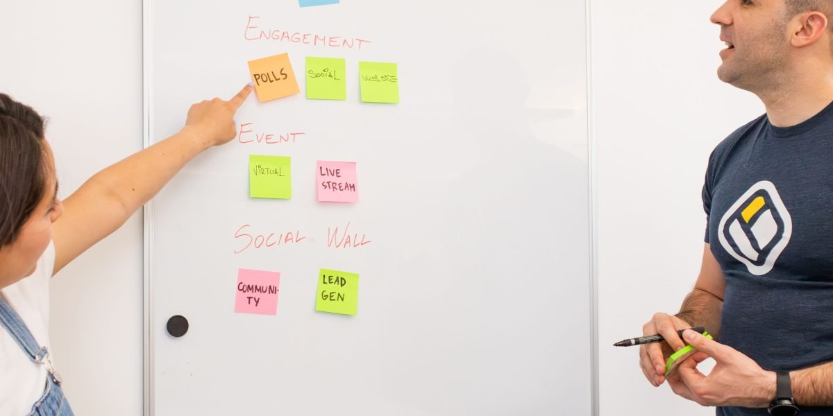 A person actively writing or drawing on a whiteboard, brainstorming content ideas for effective affiliate marketing strategies.