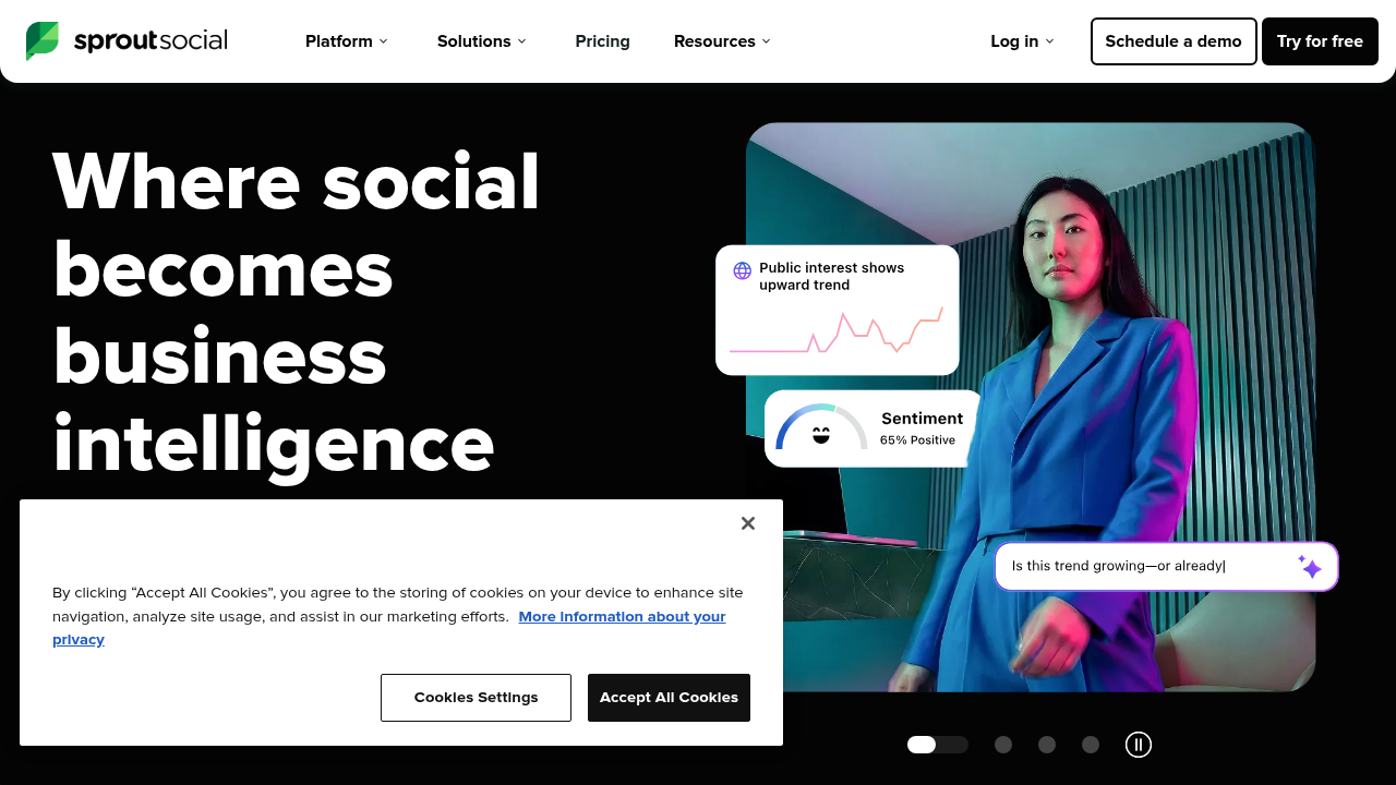 Sprout Social offers valuable insights into Pinterest user statistics, demonstrating the platform's vast reach and user intent for discovery.